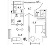 2-комнатная квартира площадью 46.7 кв.м, Рязанский проспект, д.влд 2 | цена 7 923 262 руб. | www.metrprice.ru