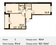 2-комнатная квартира площадью 59.6 кв.м, Шестая улица, 15 | цена 5 167 320 руб. | www.metrprice.ru