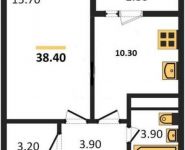 1-комнатная квартира площадью 38.4 кв.м, Производственная ул., 6 | цена 4 450 944 руб. | www.metrprice.ru