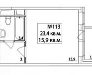 1-комнатная квартира площадью 23.4 кв.м, Зеленая ул., 29 | цена 1 983 384 руб. | www.metrprice.ru