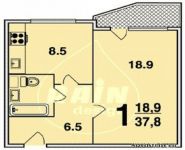 1-комнатная квартира площадью 39 кв.м, 16-й микрорайон, 1643к3 | цена 5 000 000 руб. | www.metrprice.ru