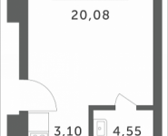 1-комнатная квартира площадью 27.73 кв.м, Мякининское шоссе, 1 | цена 2 448 559 руб. | www.metrprice.ru