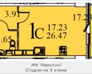 1-комнатная квартира площадью 26.5 кв.м, Железнодорожная ул. | цена 2 009 947 руб. | www.metrprice.ru