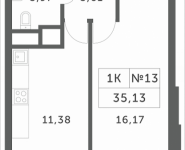 1-комнатная квартира площадью 35.13 кв.м, Мякининское шоссе, 1 | цена 2 979 024 руб. | www.metrprice.ru