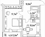 1-комнатная квартира площадью 45.3 кв.м, Строителей, корп.5 | цена 2 061 150 руб. | www.metrprice.ru