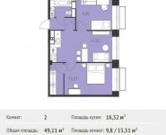 2-комнатная квартира площадью 49.11 кв.м, Калинина ул, 8 | цена 4 380 612 руб. | www.metrprice.ru