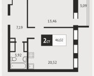 2-комнатная квартира площадью 46 кв.м, Клубная, 9 | цена 4 207 252 руб. | www.metrprice.ru