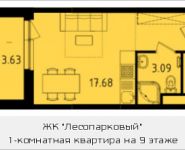 1-комнатная квартира площадью 22.58 кв.м, Варшавское шоссе, влд 170 Е | цена 3 268 593 руб. | www.metrprice.ru