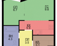 2-комнатная квартира площадью 37.8 кв.м, Некрасова, 6 | цена 2 835 000 руб. | www.metrprice.ru