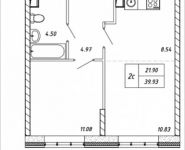 2-комнатная квартира площадью 39.93 кв.м, Омская, 15 | цена 4 032 930 руб. | www.metrprice.ru