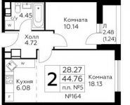 2-комнатная квартира площадью 44.8 кв.м в ЖК "Южное Бунино", Ельнинская улица, 13 | цена 3 600 216 руб. | www.metrprice.ru