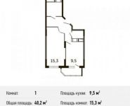 1-комнатная квартира площадью 40.2 кв.м, Северное шоссе, к9 | цена 2 255 220 руб. | www.metrprice.ru
