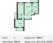 3-комнатная квартира площадью 76.5 кв.м, Центральная ул. | цена 7 536 235 руб. | www.metrprice.ru