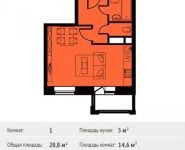 1-комнатная квартира площадью 28 кв.м, Фруктовая ул., 1 | цена 3 263 432 руб. | www.metrprice.ru