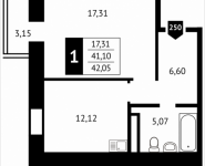 1-комнатная квартира площадью 42.1 кв.м, Клубная, 13 | цена 4 471 862 руб. | www.metrprice.ru