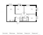 3-комнатная квартира площадью 78.6 кв.м, жилой комплекс Саларьево Парк, к13/1 | цена 9 164 760 руб. | www.metrprice.ru