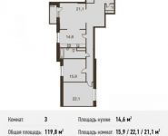 3-комнатная квартира площадью 119.8 кв.м в ЖК "Маяк" (Реутов), Комсомольская ул., 2 | цена 9 332 420 руб. | www.metrprice.ru
