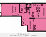 2-комнатная квартира площадью 76.74 кв.м, Некрасова, 4 | цена 4 226 839 руб. | www.metrprice.ru