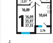 1-комнатная квартира площадью 37.35 кв.м, Нововатутинский проспект, 10/1 | цена 3 585 600 руб. | www.metrprice.ru