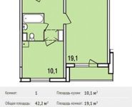 1-комнатная квартира площадью 42.2 кв.м, Недорубова ул, 25 | цена 4 962 400 руб. | www.metrprice.ru