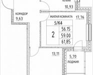 2-комнатная квартира площадью 59 кв.м, Лазоревый пр., 3 | цена 9 770 872 руб. | www.metrprice.ru