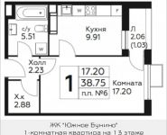 1-комнатная квартира площадью 38.75 кв.м, д.Столбово, уч.40/2, корп.5 | цена 3 090 409 руб. | www.metrprice.ru