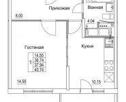 1-комнатная квартира площадью 37.94 кв.м, 2-я Муравская | цена 5 055 793 руб. | www.metrprice.ru