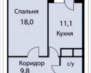 1-комнатная квартира площадью 43.4 кв.м, Триумфальная, 1 | цена 3 428 600 руб. | www.metrprice.ru