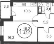1-комнатная квартира площадью 42 кв.м, Народного Ополчения ул., 18 | цена 3 949 803 руб. | www.metrprice.ru