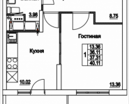 1-комнатная квартира площадью 40.11 кв.м, 2-я Муравская, корп.7 | цена 4 827 770 руб. | www.metrprice.ru