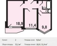 2-комнатная квартира площадью 52.1 кв.м, улица Недорубова, 25 | цена 5 451 671 руб. | www.metrprice.ru