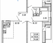 3-комнатная квартира площадью 74.8 кв.м, Омская, 13 | цена 6 806 800 руб. | www.metrprice.ru