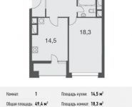 1-комнатная квартира площадью 49.4 кв.м, Маломосковская ул, вл.14 | цена 9 287 200 руб. | www.metrprice.ru