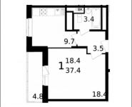 1-комнатная квартира площадью 37 кв.м, Колпакова ул., 44 | цена 3 157 308 руб. | www.metrprice.ru