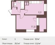 1-комнатная квартира площадью 29.5 кв.м,  | цена 3 243 732 руб. | www.metrprice.ru