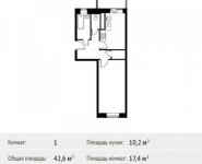1-комнатная квартира площадью 42.6 кв.м, Фруктовая ул., 1К1 | цена 5 282 025 руб. | www.metrprice.ru