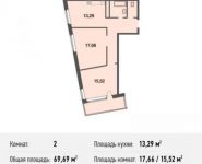 2-комнатная квартира площадью 69.7 кв.м, Силикатная улица, 47к4 | цена 4 947 990 руб. | www.metrprice.ru