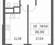 1-комнатная квартира площадью 36 кв.м, Мякининское шоссе, 3 | цена 3 117 600 руб. | www.metrprice.ru