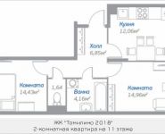 2-комнатная квартира площадью 55.49 кв.м, Новорязанское шоссе, 15, корп.15 | цена 3 756 673 руб. | www.metrprice.ru