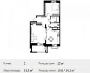 2-комнатная квартира площадью 65.3 кв.м в ЖК «Лайково»,  | цена 6 799 043 руб. | www.metrprice.ru