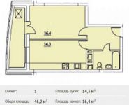 1-комнатная квартира площадью 46.2 кв.м, Хлебозаводская ул., 28К5 | цена 2 910 600 руб. | www.metrprice.ru