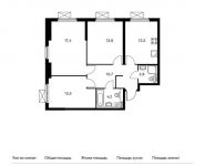 3-комнатная квартира площадью 73.9 кв.м, Полярная ул, 25с17 | цена 10 626 820 руб. | www.metrprice.ru