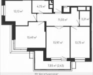 3-комнатная квартира площадью 79 кв.м, Зеленодольская ул., 41К2 | цена 15 567 029 руб. | www.metrprice.ru