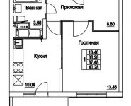 1-комнатная квартира площадью 37.48 кв.м, 2-я Муравская | цена 5 156 948 руб. | www.metrprice.ru