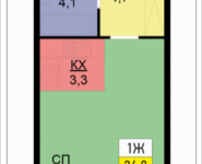 1-комнатная квартира площадью 26.8 кв.м, Бачуринская, корп.3 | цена 3 236 100 руб. | www.metrprice.ru