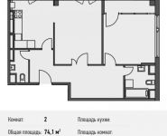 2-комнатная квартира площадью 74.1 кв.м, Ивановская ул., 1 | цена 6 064 344 руб. | www.metrprice.ru