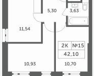 2-комнатная квартира площадью 42.1 кв.м, Мякининское шоссе, 3 | цена 3 633 230 руб. | www.metrprice.ru