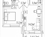 2-комнатная квартира площадью 38.2 кв.м, Строителей, корп.19 | цена 2 101 000 руб. | www.metrprice.ru