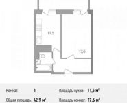 1-комнатная квартира площадью 42.9 кв.м в ЖК "Центр-2", Автозаводская ул. | цена 3 466 320 руб. | www.metrprice.ru