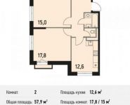 2-комнатная квартира площадью 57.9 кв.м в ЖК "Поколение", Сигнальный пр., 5 | цена 10 155 660 руб. | www.metrprice.ru